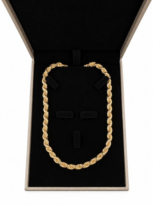 14k 6mm Diamond Cut Rope Chain